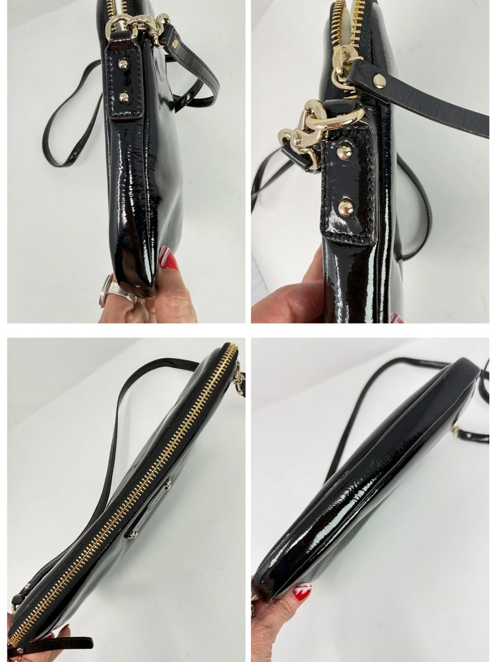 Kate Spade Bryce Black Patent Leather Flicker iPad Pouch Crossbody Bag Clutch